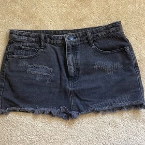 Free People Black Denim Skirt